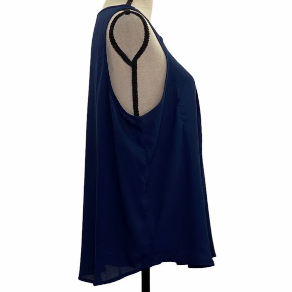 AMBIANCE Sleeveless Quarter Zip Blue Blouse 2XL - Picture 5 of 11